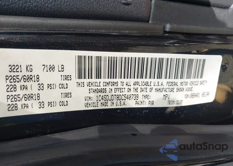 2013 Dodge Durango Crew z USA, uszkodzony, nr VIN 1C4SDJDT8DC540739